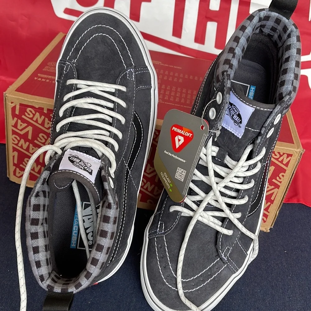 Vans Men’s Sk8-Hi Mte-1 Plaid Grey/White VN0A5HZYGYW boots - athletic shoes